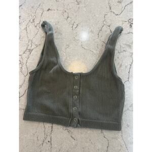 Olive Green Aerie Snap-Up Henley Bra Top/Cami – Size Medium
